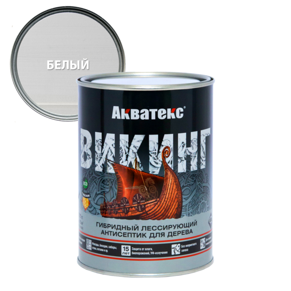 Фото Антисептик акватекс викинг для дерева белый 0,75л
