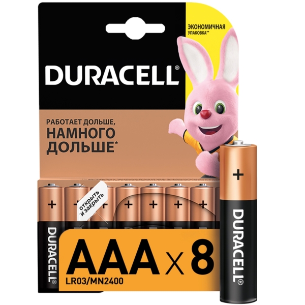 Фото Батарейка алкалиновая ааа 8шт. duracell basic
