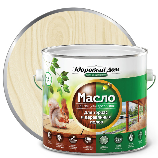 Масло для террас и деревянных полов здоровый дом слоновая кость 1,8л л-с