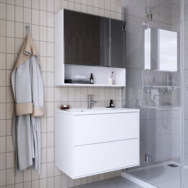 Фото Шкаф зеркало итана   лайт 750х244х720 белый глянец