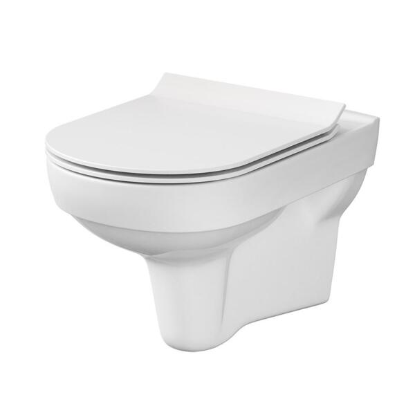 

подвесной унитаз безободковый cersanit city new clean on с сиденьем slim, дюропласт, микролифт