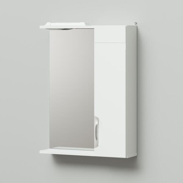 Фото Шкаф-зеркало итана  адель 60 600х160х750 правое со светильником белый глянец