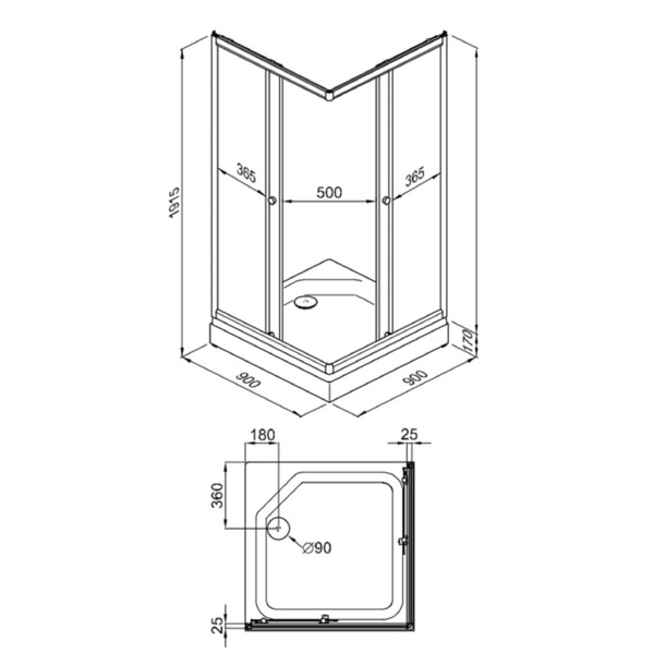 Фото Душевое ограждение triton риф-к 90х90 щ0000047435 (с сифоном d90мм)
