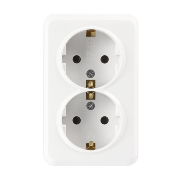 

розетка штепсельная (открытая, 2 поста, белая, с/з) smartbuy юпитер, sbe-03w-16-s2-z