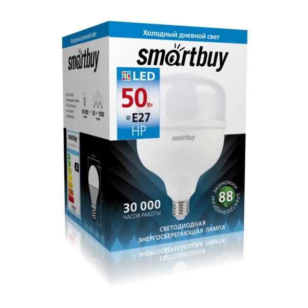 

лампа светодиодная smartbuy led sbl-hp-50-65k-e27 е40 цилиндрическая 50вт 6500к
