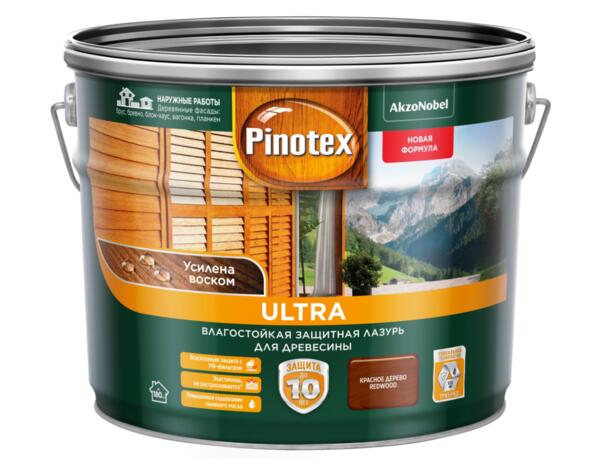 

влагостойкая лазурь для дерева pinotex ultra красное дерево 9л