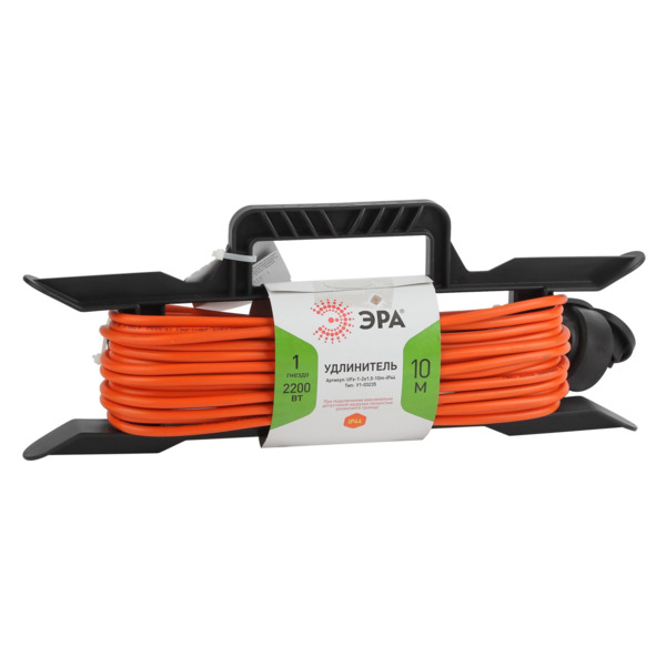 Фото Удлинитель силовой на рамке (10м, 1 розетка, б/з, 10а, 2200вт) ip44 эра б0043039