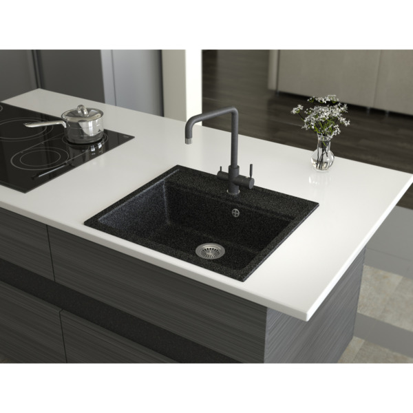 Фото Мойка кухонная мраморная greenstone 56,5x50,5 grs-06-309 темно-серый