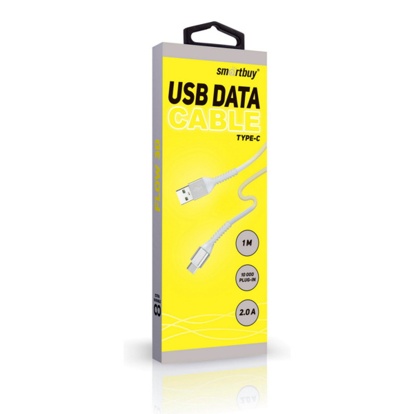 Фото Кабель usb/type-c, 1м, 2а, белый, ik-3112flbox white, smartbuy