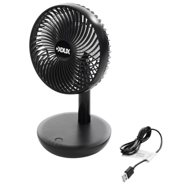 Фото Вентилятор настольный 13см 6вт, 4скор., usb, черный, dux, 60-0215 usb