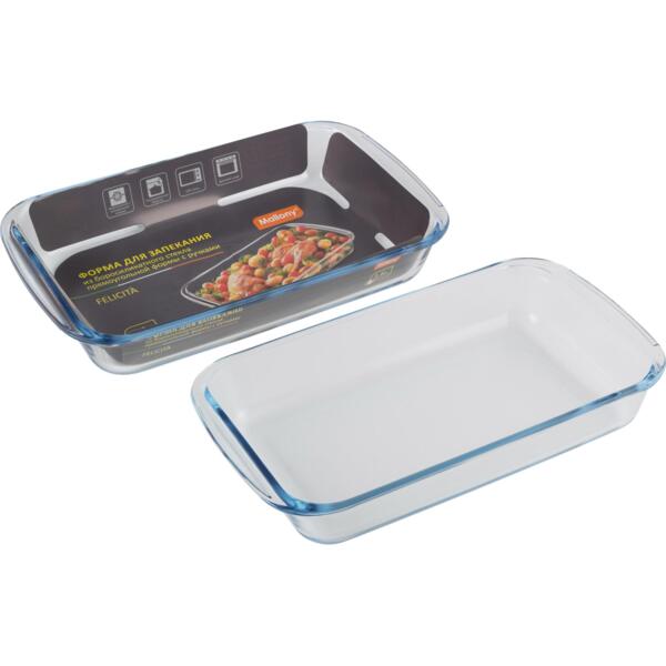 Фото Форма для запекания 1.6л felicita mallony прямойгольная с ручками стекло 007180