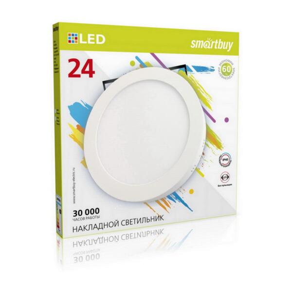 

светильник светодиодный smartbuy 24вт 220в 6500к 1920лм 280мм ip20 sbl-rsdl-24-4k