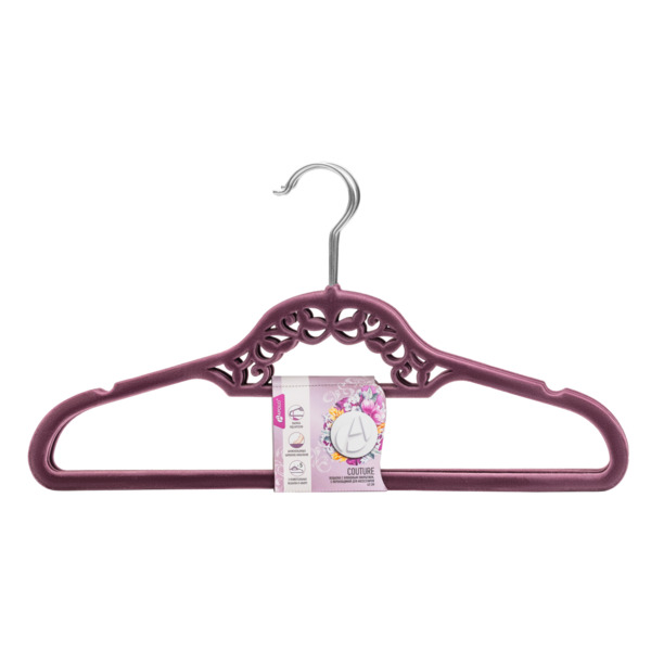 Фото Набор вешалок 5шт 42см аpollo сouture с флоковым покрытием и перекладиной для аксессуаров ctr-17