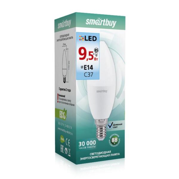 

лампа светодиодная smartbuy led sbl-c37-9_5-40k-e14 е14 свеча 9.5вт 4000к