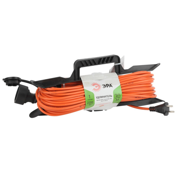 Фото Удлинитель силовой на рамке (30м, 1 розетка, б/з, 10а, 2200вт) ip44 эра б0043041