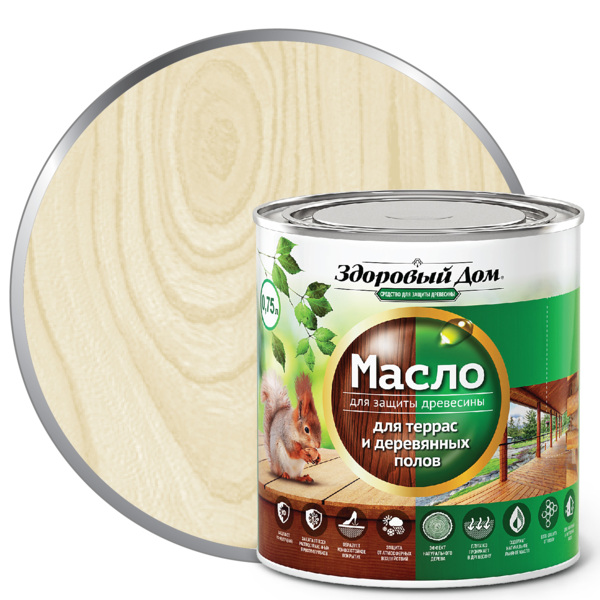 Фото Масло для террас и деревянных полов здоровый дом слоновая кость 0,75л л-с