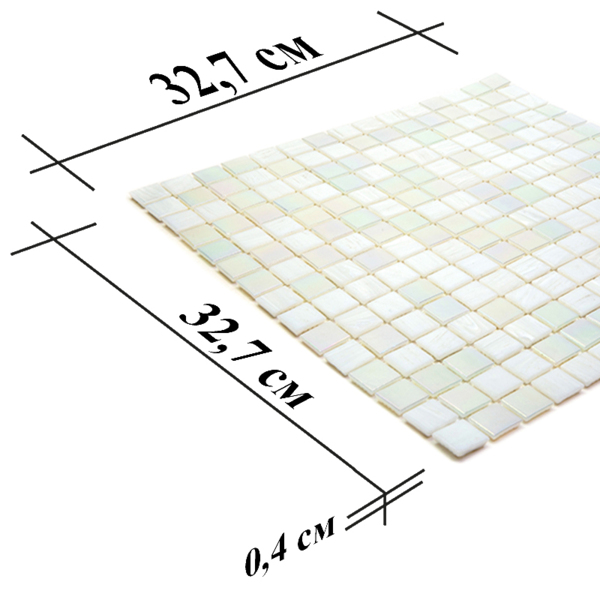 Фото Мозаика для бассейна стеклянная 32,7*32,7 mix20-wh124 белый frost(m) (cn/617-2(m))