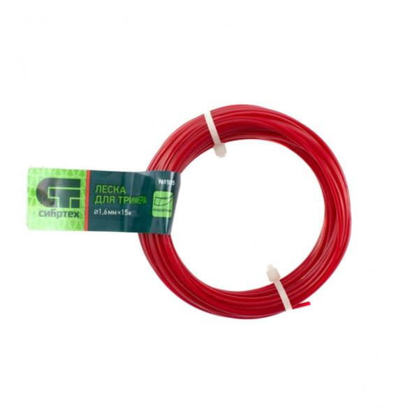 Фото Леска для триммера квадратная, 1,6 мм х 15 м,  сибртех 961535