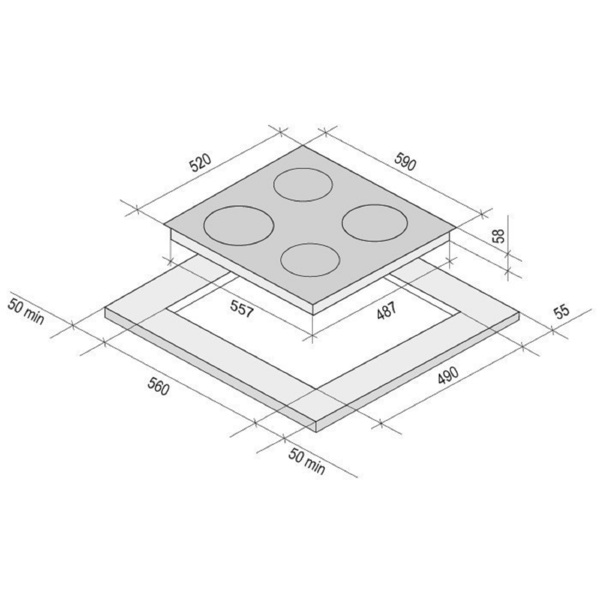 варочная поверхность (индукционная, встраиваемая, 60 см, 4конф.) krona storno 00026355