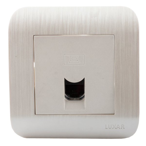 Фото Розетка компьютерная rj-45 белая с рифленой рамкой luxar deco