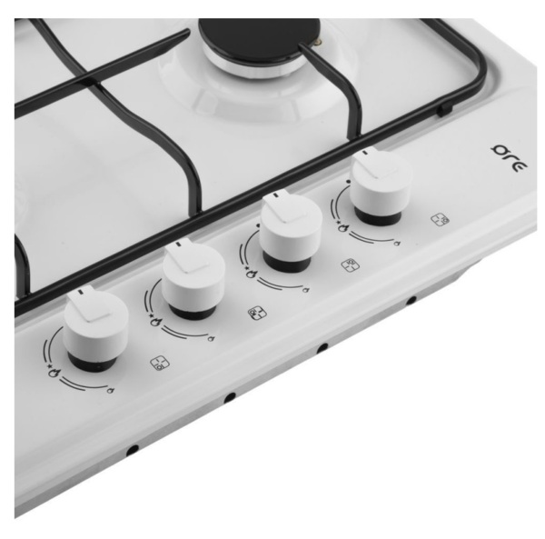 варочная поверхность встраиваемая газовая 4 конфорки белая ore lga60w