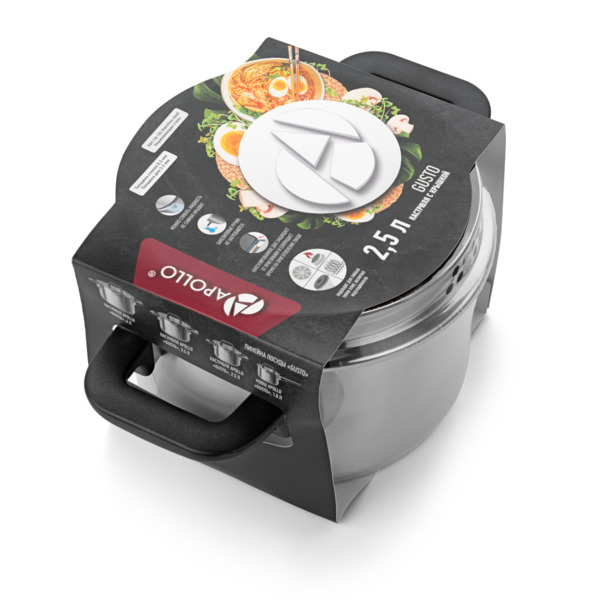 Фото Кастрюля с крышкой 2,5л gusto apollo gst-25