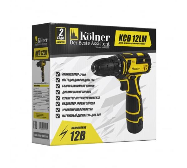 дрель-шуруповерт аккумуляторная 12 вольт кolner kcd 12lmкн12лм