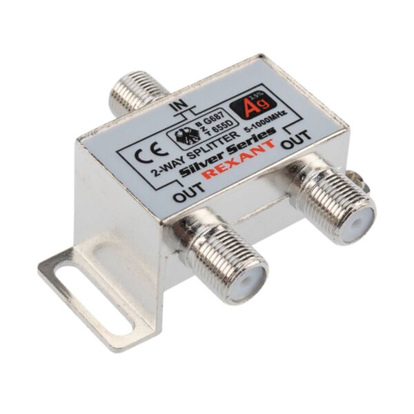 Фото Делитель антенный твх2, f-коннектор (3 разъема в компл.), 5-1000 мгц (1шт) silver, rexant, 05-6101