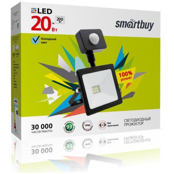 Фото Прожектор sensor smartbuy led sbl-flsen-20-65k 20вт 6500к