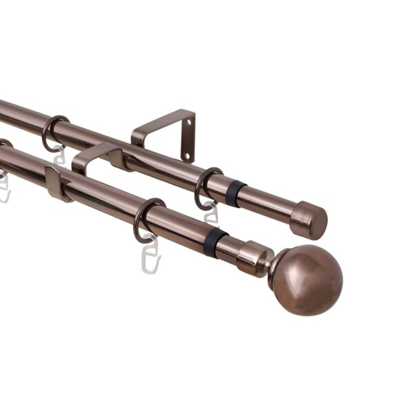 Фото Карниз телескоп эскар 16/19мм 160-320см двухрядный коньяк, наконечник классика 3332161949550