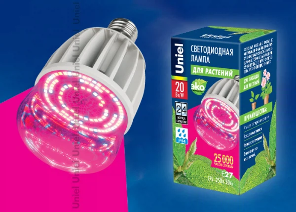 

лампа для растений led-m80-20w/sp/e27/cl als55wh картон