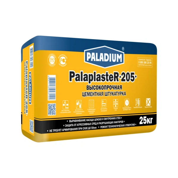 

штукатурка цементная paladium palaplaster-205, 25 кг, Серый
