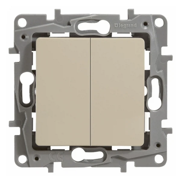 

выключатель (слоновая кость, 2 клавиши, с подсветкой) legrand etika 672304, Бежевый