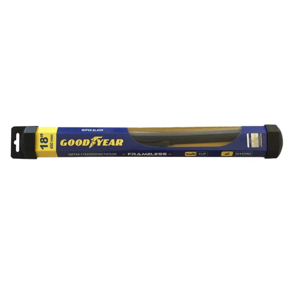 

щетка стеклоочитстителя бескаркасная goodyear frameless 18"/45см всесезонная, multiclip gy000418