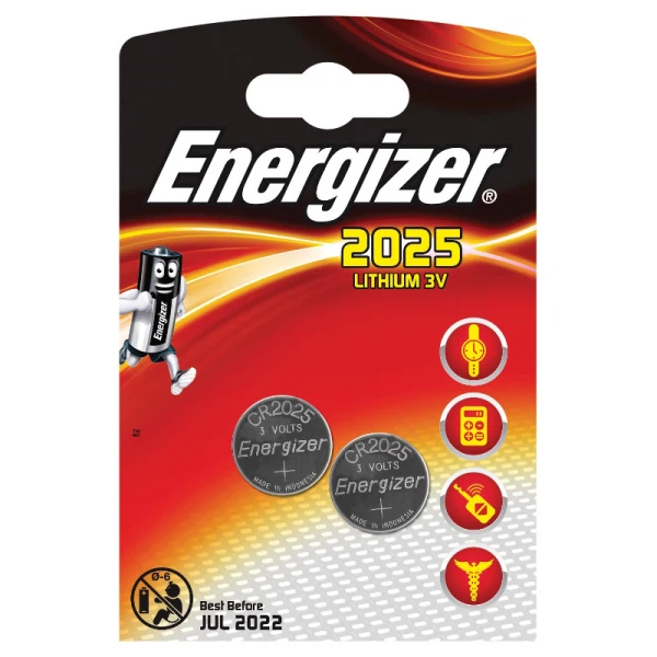 

батарейка дисковая cr2025 energizer miniatures lithium, 2шт