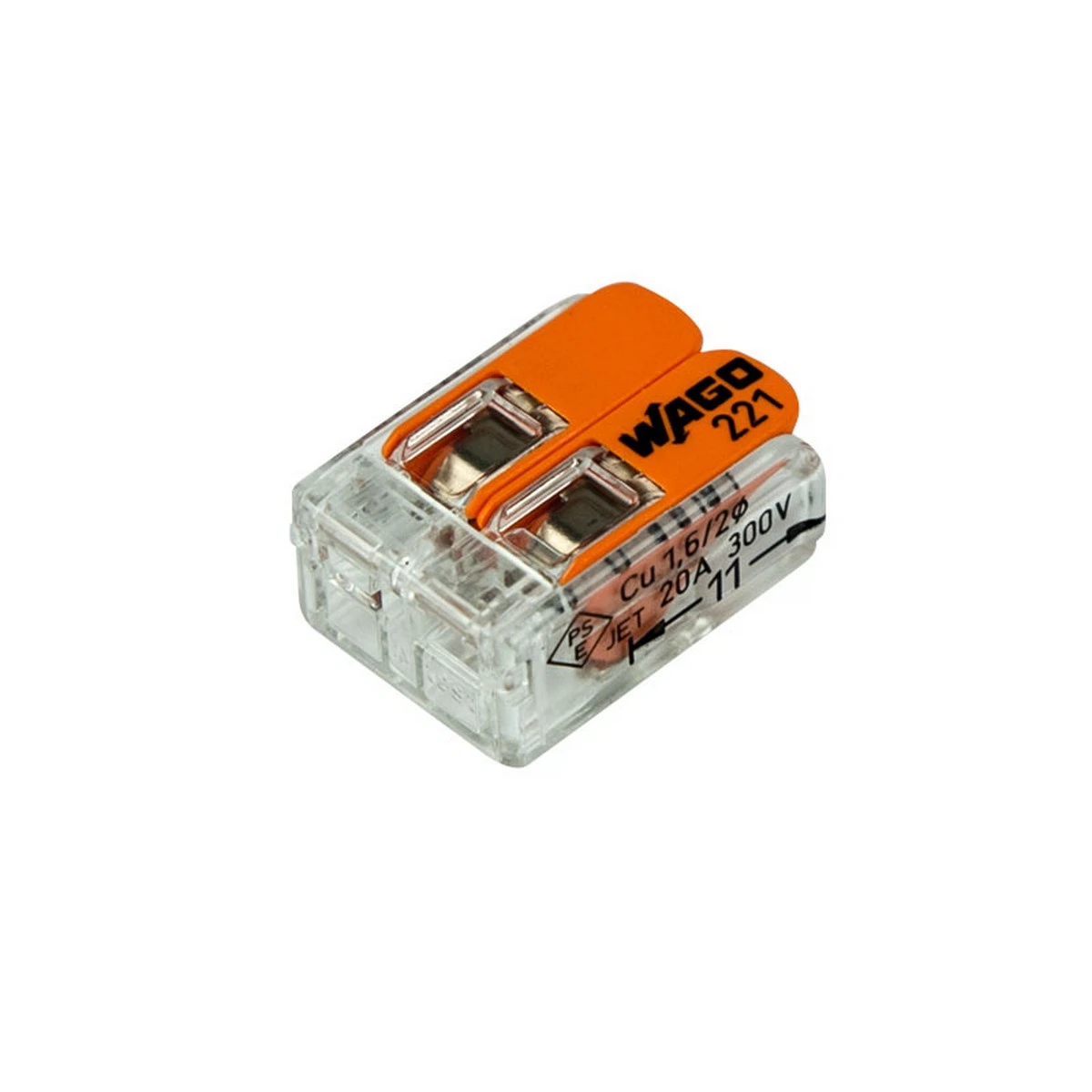 Изображение товара Клемма соединительная WAGO 221-412 (r) 2-х проводная многоразовая до 4мм2 32А 5 шт
