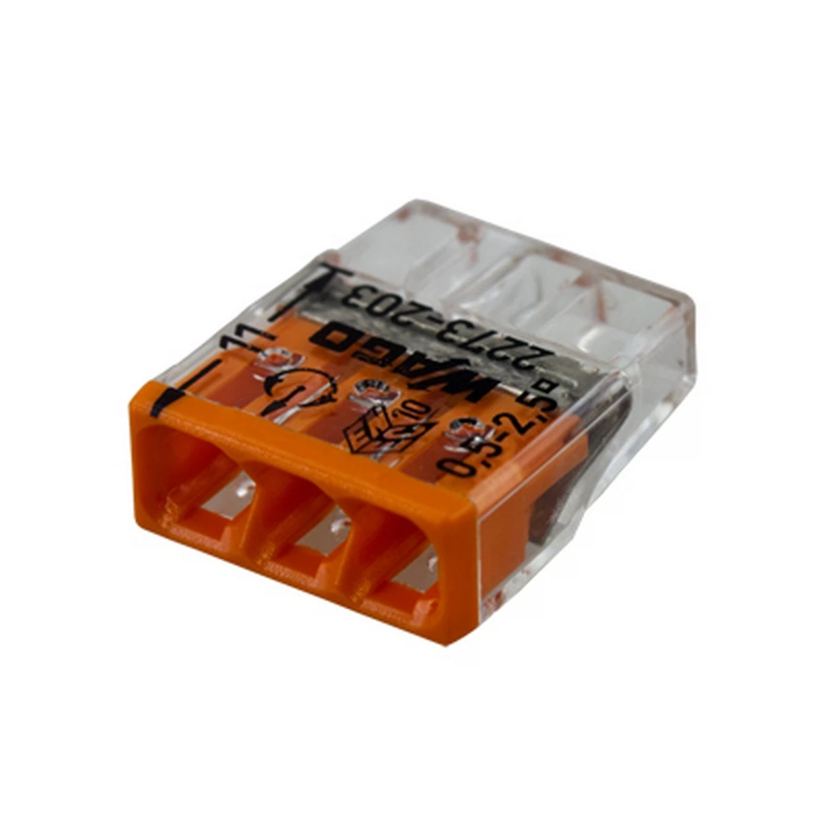 Изображение товара Клемма соединительная WAGO 2273-203 (r) для проводов до 2,5 мм2, 24А, упаковка 20 шт