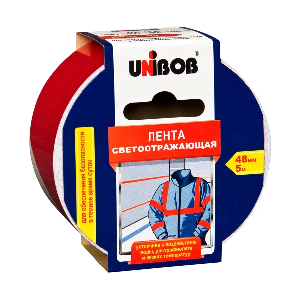 Лента клейкая, светоотражающая unibob 48мм*5м