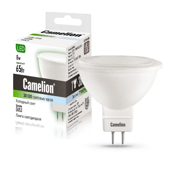 

лампа светодиодная camelion gu5.3 led8-s108/845 8вт