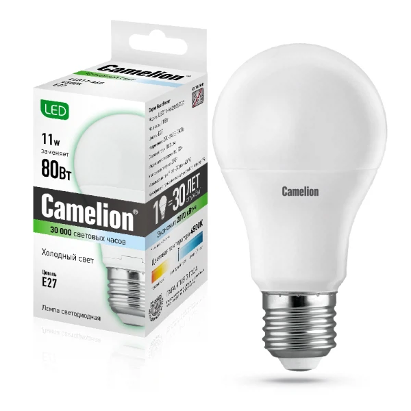 

лампа светодиодная camelion e27 led11-a60/845 11вт 4500k