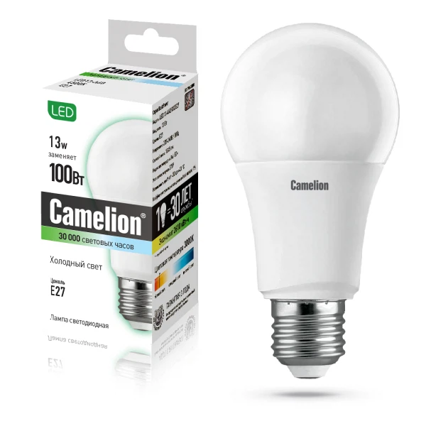 

лампа светодиодная camelion e27 led13-a60/845 13вт 4500k