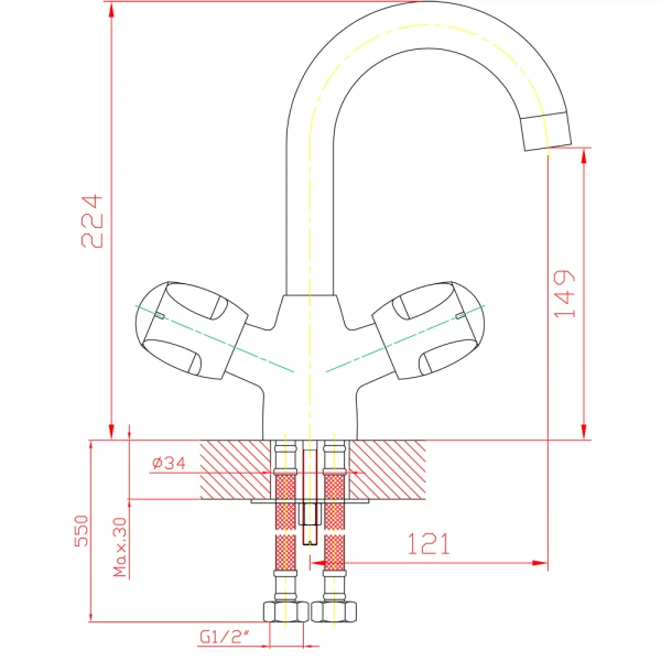 Фото Смеситель для умывальника вентильный zollen nurnberg nu52620111