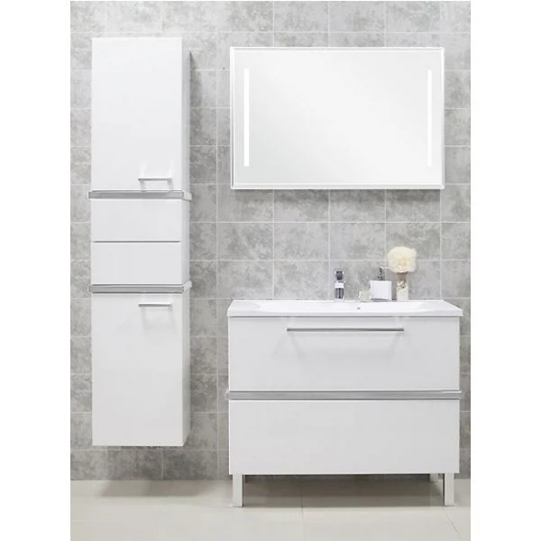 Фото Тумба под раковину с серебром акватон турин 100 белый 1a121701tu780