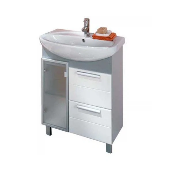 Фото Тумба под раковину левая акватон альтаир 65 бело-алюминиевая 1a100101arg1l