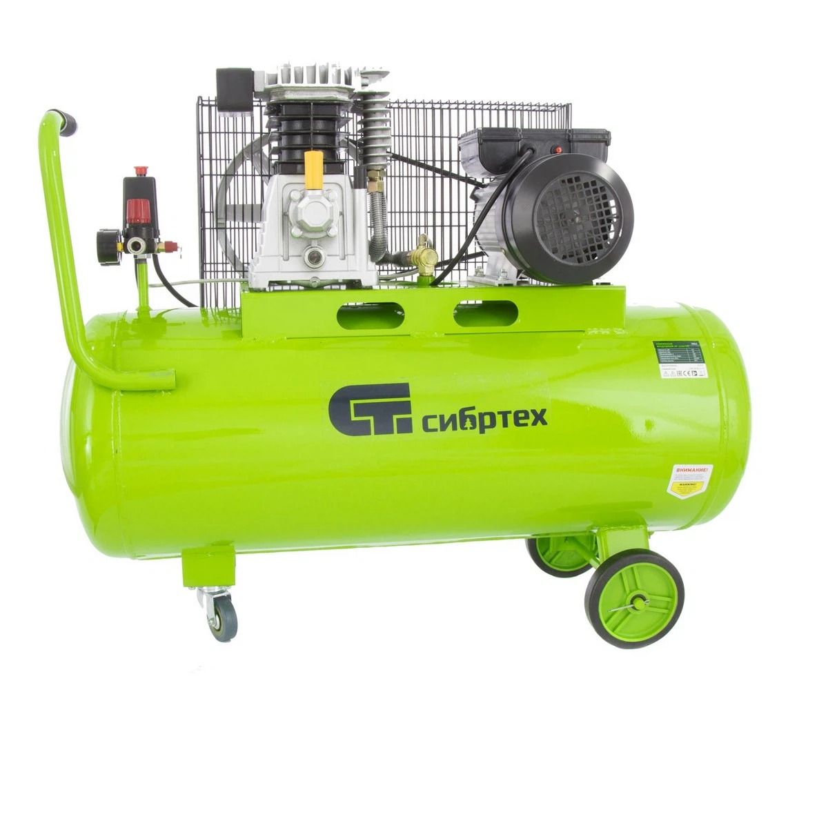 Изображение товара Компрессор воздушный КР-2200/100, 2,2 кВт, 350 л/мин, 100 л, ременной привод, масляный СИБРТЕХ 58042