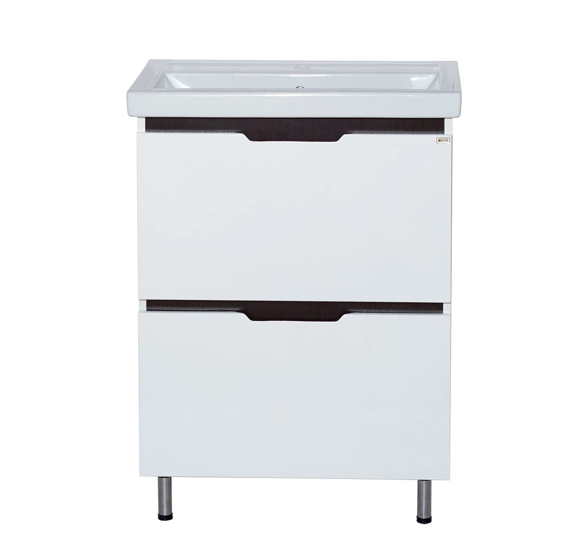 Изображение товара Тумба с умывальником Misty Лайм 60 напольная с двумя ящиками для ванной комнаты