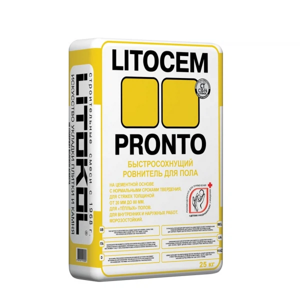 ровнитель пола быстросохнущий litokol litocem pronto, 25 кг