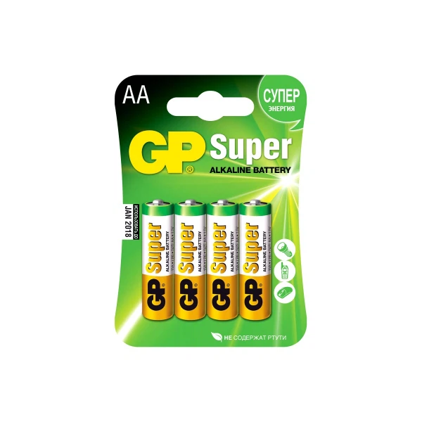 

батарейка (аа, алкалиновая, 4шт) gp super alkaline gp 15a-2cr4 40/320