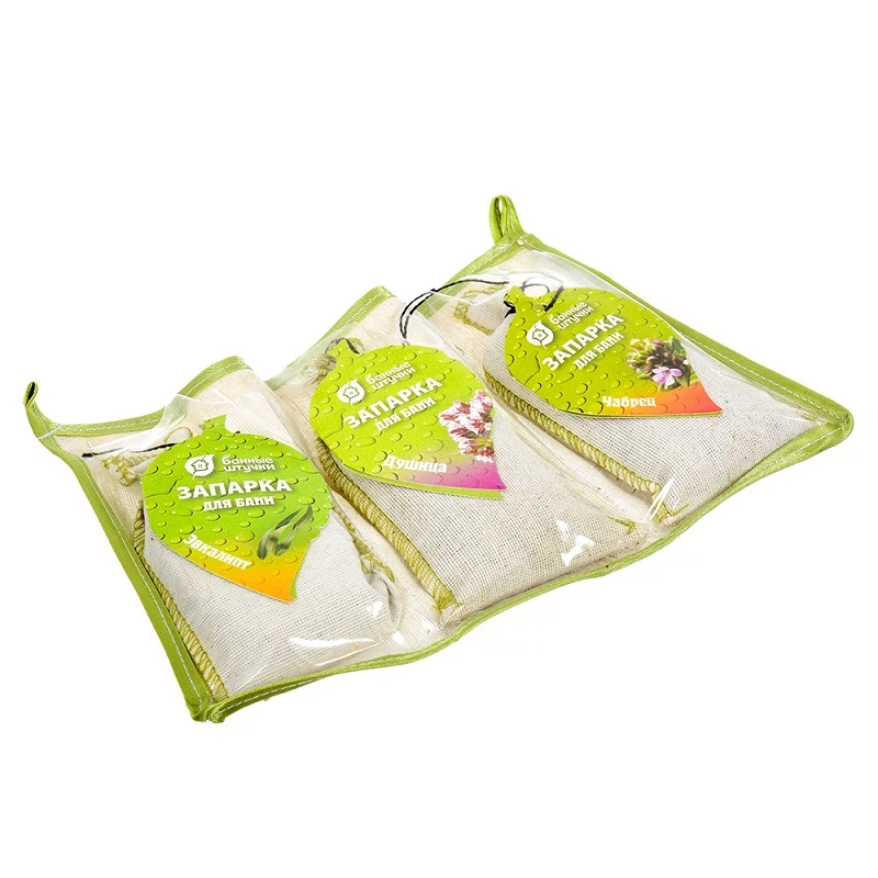 Изображение товара Набор запарок в сумочке Мята Эвкалипт Можжевельник 3 шт Банные штучки