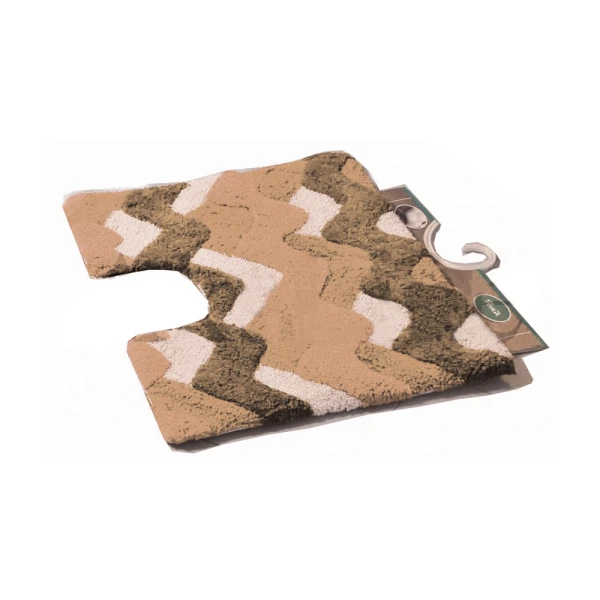 Фото Коврик для ванной волны  с u-вырезом, бежевый 50*40см